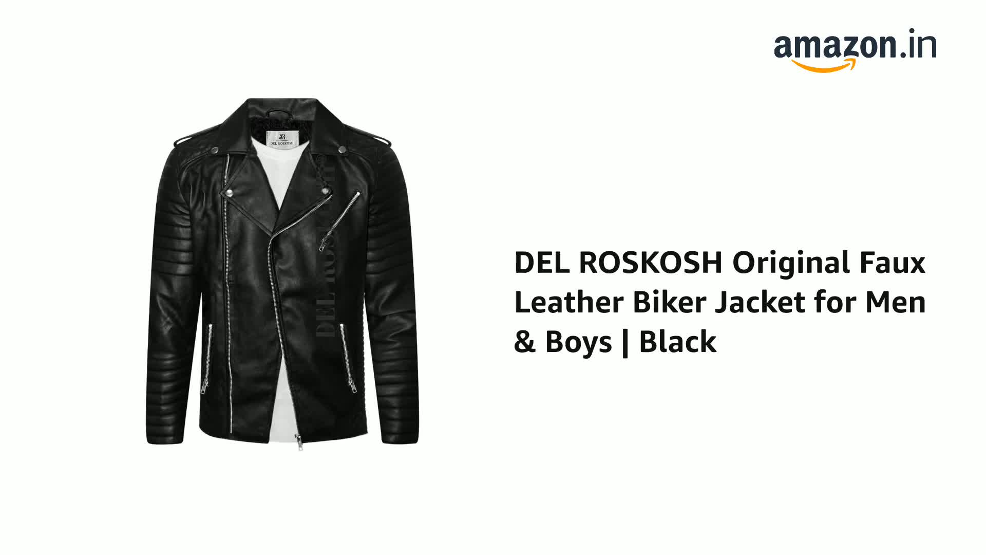 Buy DEL ROSKOSH Original Faux Leather Biker Jacket for Men & Boys