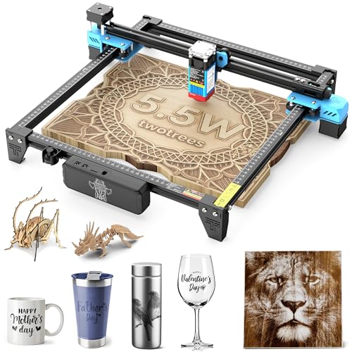 Twotrees TTS 55 Pro Laser Graviermaschine, 5.5W Laser Cutter, Offline-Steuerung über App, 30000mm/min, 0.1mm Präzision für Holz, Leder, Acryl, 300x300mm Arbeitsbereich, DIY, Anfänger und Geschenke