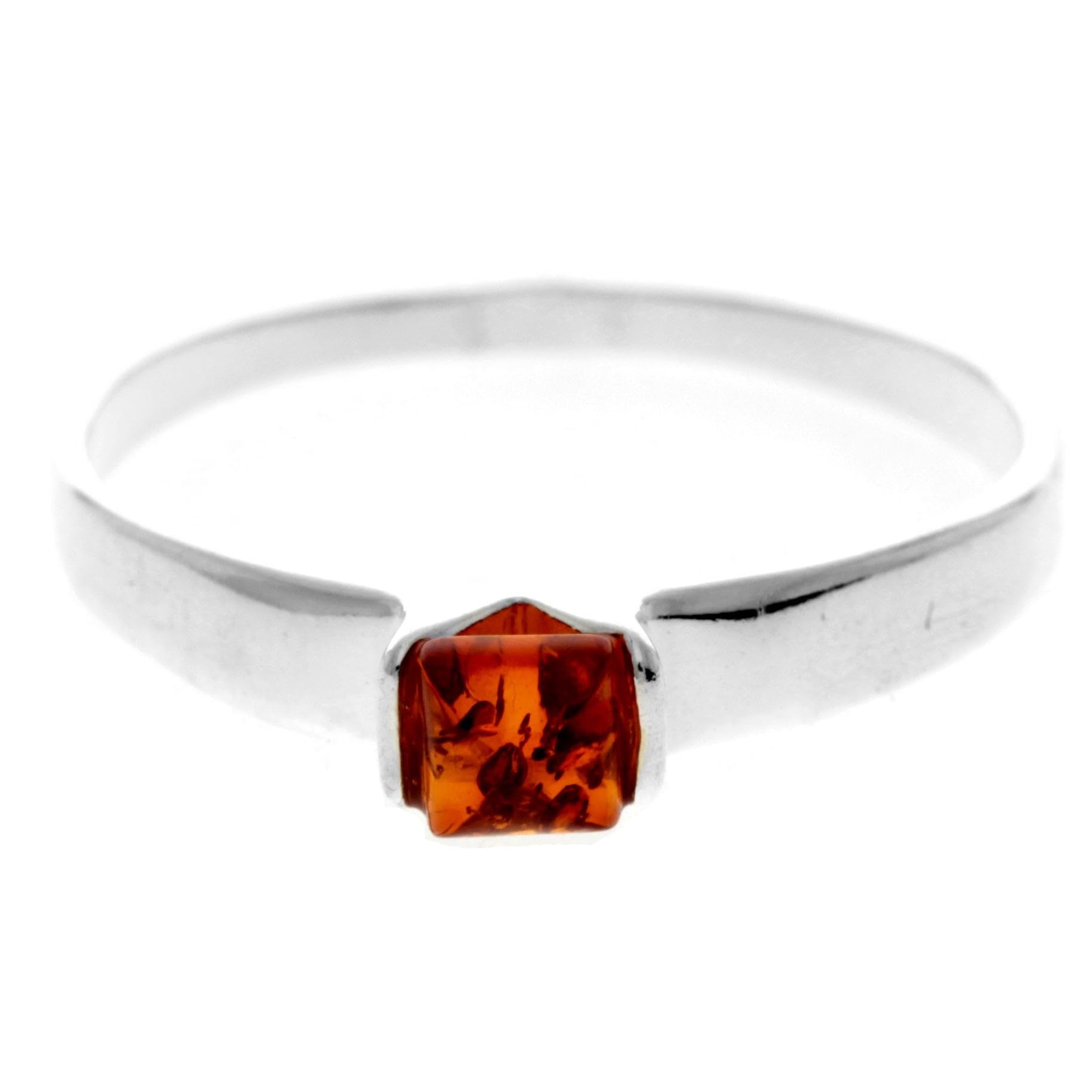 SilverAmber Jewellery925 Sterling Silver and Baltic Amber Classic Flower Designer Ring - 7497