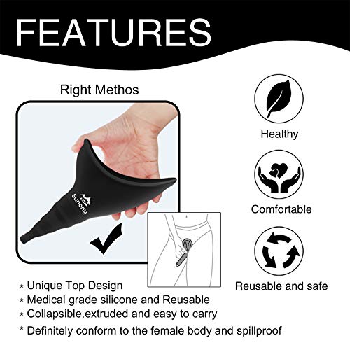 Image of Female Urinal, Reusable Silicone Foolproof Women Pee Funnel Allows Women to Pee Standing Up,Women's Urinal is The Perfect Companion for Indoor Use