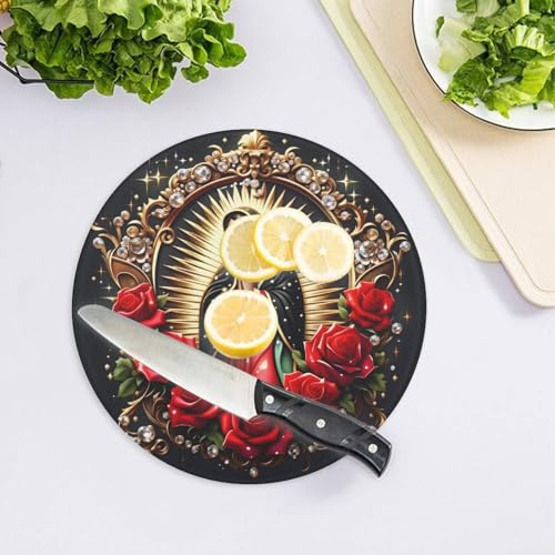 Tabla de cortar redonda de vidrio templado 20 cm miniatura 4