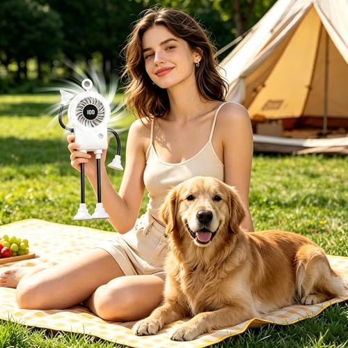 Mini ventilateur portable rechargeable écran digital ventilateur de table ventouse - 3