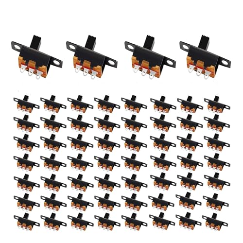 60 unidades mini interruptor basculante deslizante, micro conmutador 0,5 A, 50 V CC, 3 pines, 2 posiciones, panel deslizante ON/ON, mini interruptor SS-12F15 para proyectos electrónicos