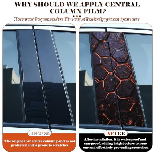 Image of JSCARLIFE Honeycomb Car B-Pillar Sticker, HD Printed PVC Waterproof Car Decals, Car Stickers Vinyl Self-Adhesive Side Strip Decal Cool Stickers (Style 9)