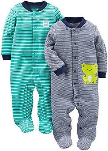 Simple Joys by Carter's baby-boys 2-way Zip Thermal Footed Sleep and Play, Pack of 2