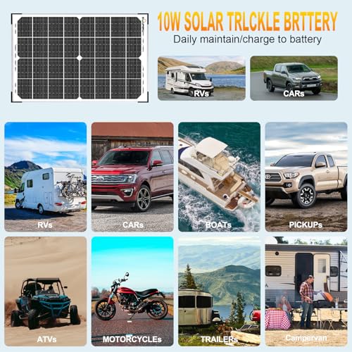 Image of SOLPERK 30W Solar Battery Charger Solar Battery Maintainer + Upgrade 10A MPPT Charge Controller + Adjustable Mount Bracket for Car RV Boat Motorcycle，12V Waterproof Solar Panel Kit Trickle Charging