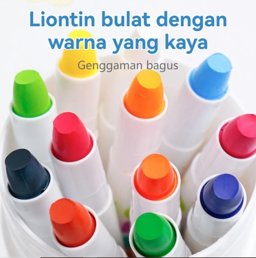 Image of Tivon 12 Colors Silky Washable Crayons for Kids - Non Toxic Water Soluble Twistable Crayon Pens with Portable Storage Case | Smooth Coloring Crayons for Toddlers, School, Drawing & Art Craft Supplies