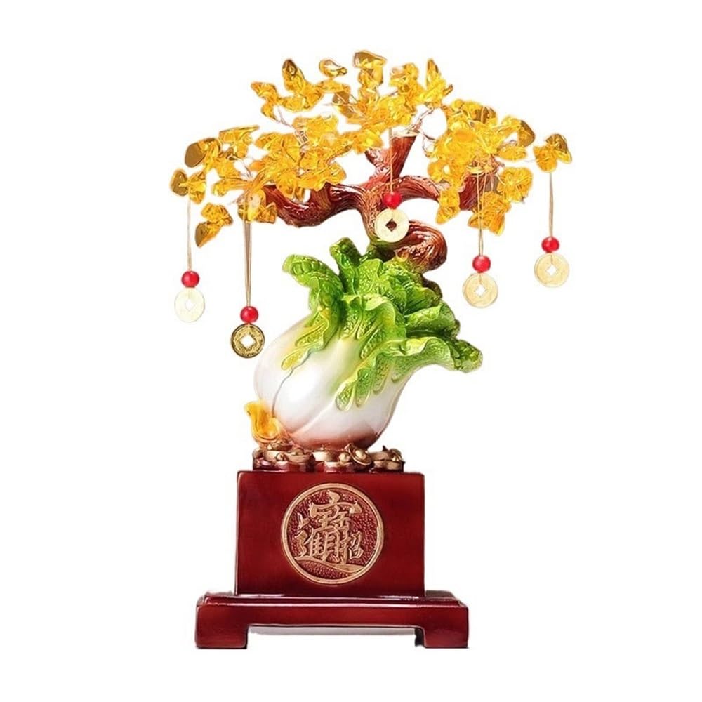 Fortune Crystal Trees Citrine Fortune Tree Cabbages Ornaments, Living Room Wine Cooler Decoration, Opening Housewarming Crafts