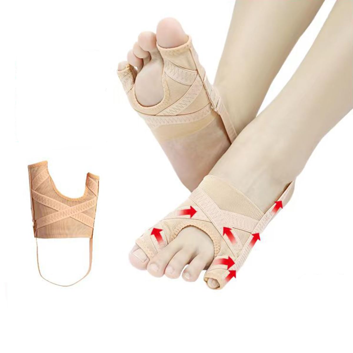 LAPLUIE 1Pair Bunion Corrector for Men & Women - Adjustable Thumb and Pinky Toe Straightener, Hammer Toe Relief Socks for Pain, Left and Right Feet Support (Large)