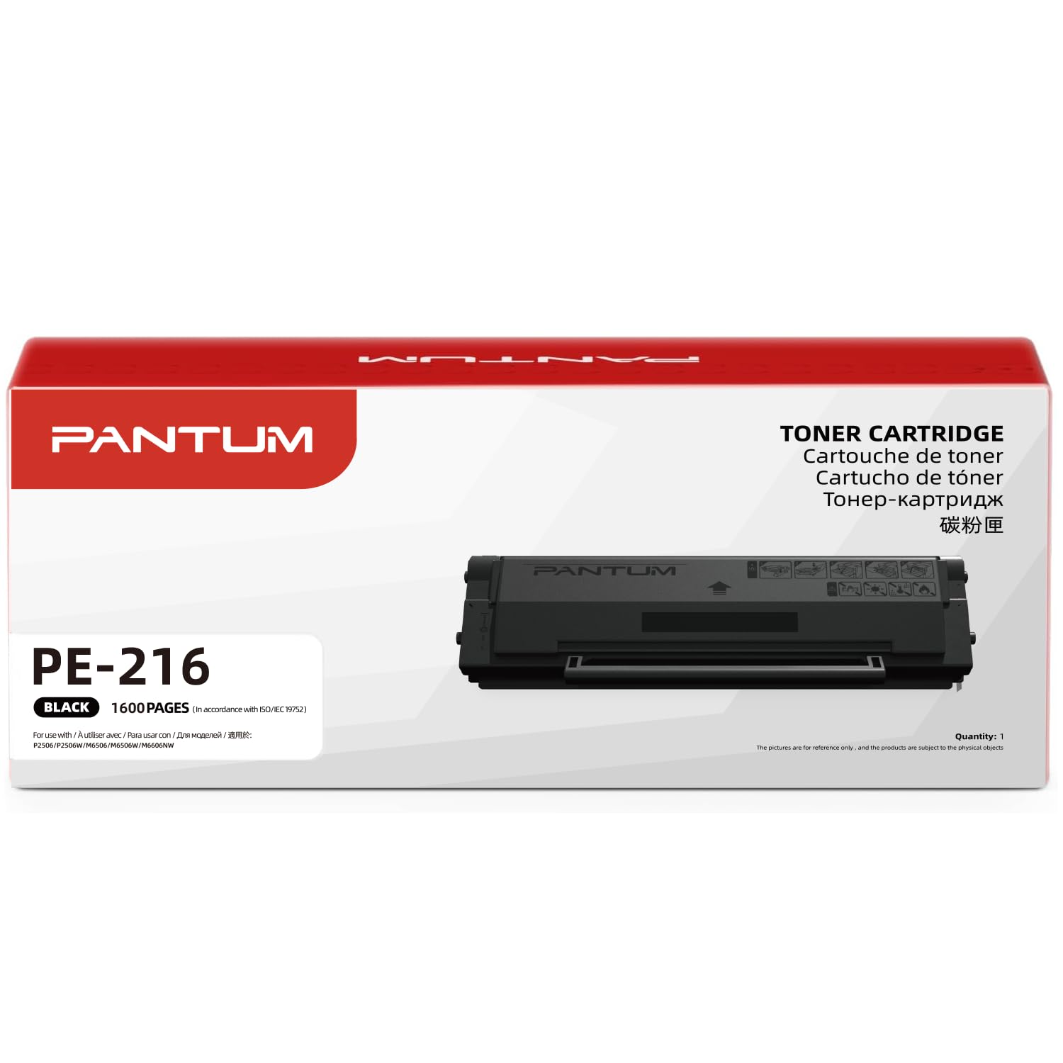 PANTUM PE-216 Tóner de Cartucho Negro Original, 1600 Páginas | Compatible con Impresora Láser P2506W M6506NW M6556NW M6606NW