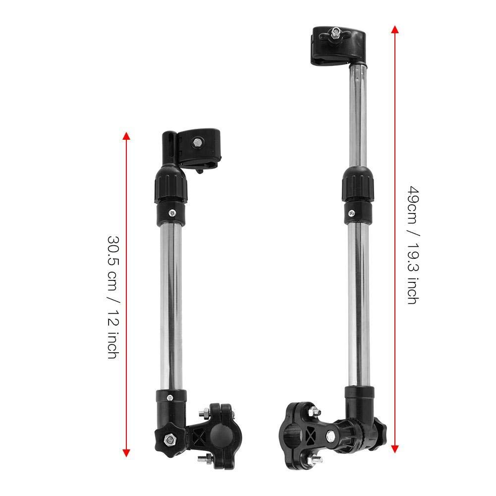 Soporte de paraguas de bicicleta, soporte de paraguas retráctil multifuncional 360 ° Roated acero inoxidable para cochecito de bebé cochecito de bicicleta