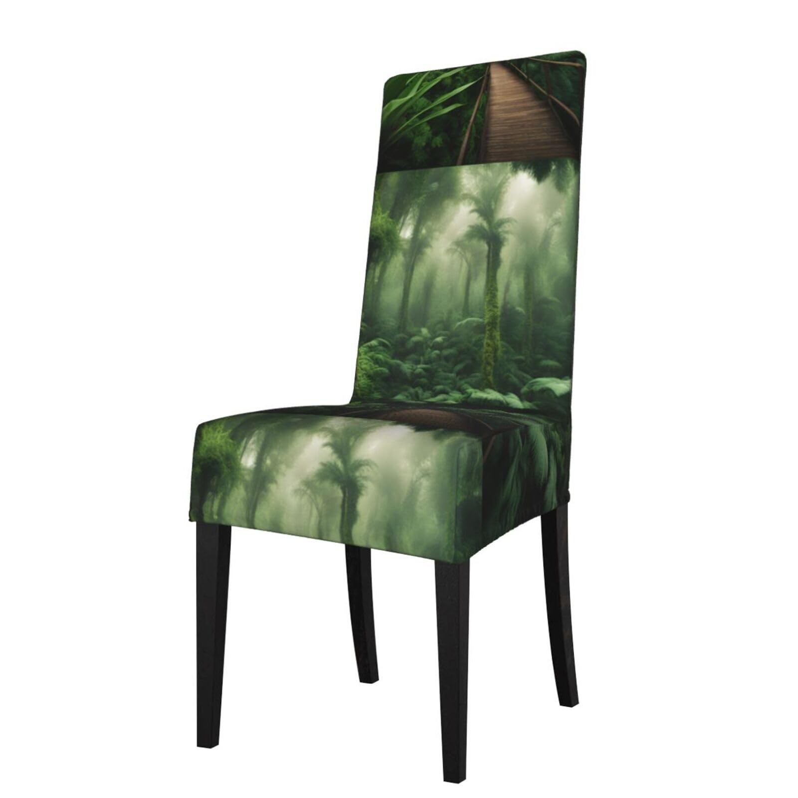 Housse de chaise extensible motif forêt tropicale pour salle à manger