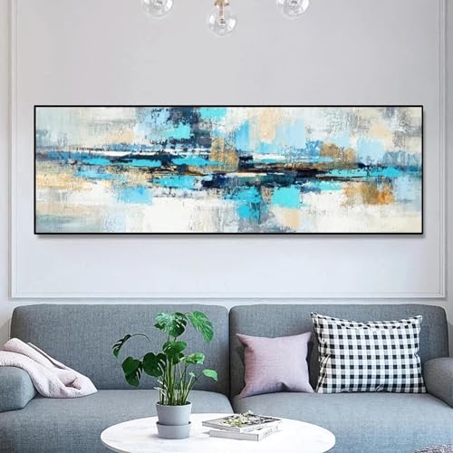 Impression sur toile abstraite bleue tableau moderne haute finition - 2