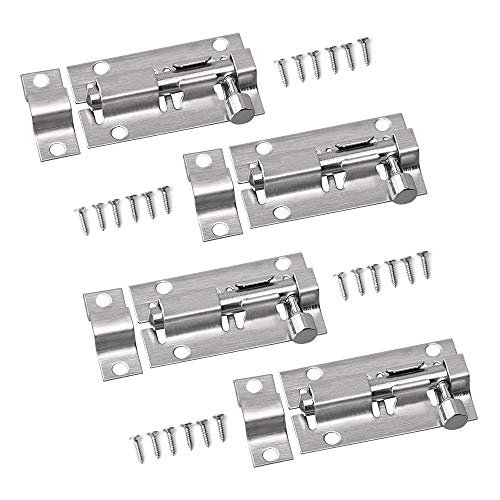 4 Small Bolt Lock Door Bolt Barrel Sliding Latch Lock with Screws for Bathroom Pet Doors Fences Shed Doors 50mm