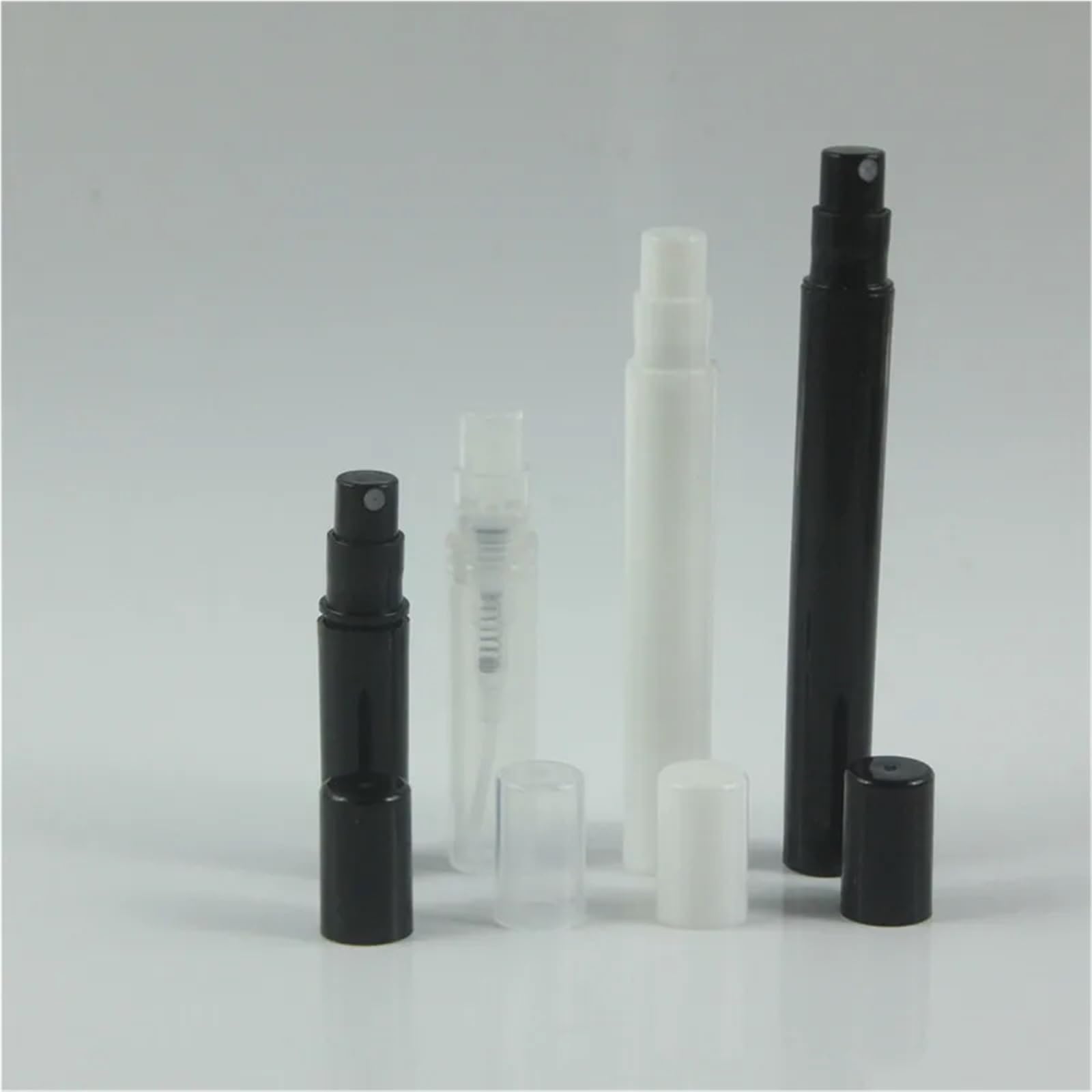 Atomizador Perfume 100 unidades de 2 ml, 3,0, 4, 5, rosa, blanco y negro, plástico transparente, for perfume, atomizador muestra(Black,5ml)