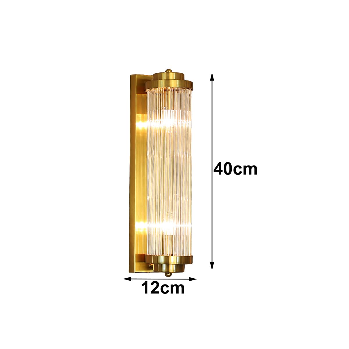 Applique in cristallo dorato e ottone da 400 mm, lampada da parete in cristallo e base dorata, lampada da parete (Ottone Oro)