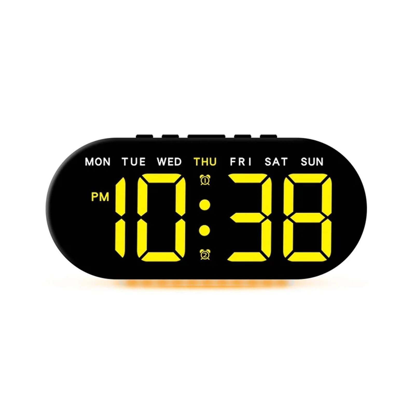 POAHNCU Alarm Clock, Digital Alarm Clocks for Bedrooms,Atmosphere Light Desk Clock with Dual Alarms Temperature Date Week Display Led,for Heavy Sleeper(Black Shell-Yellow)