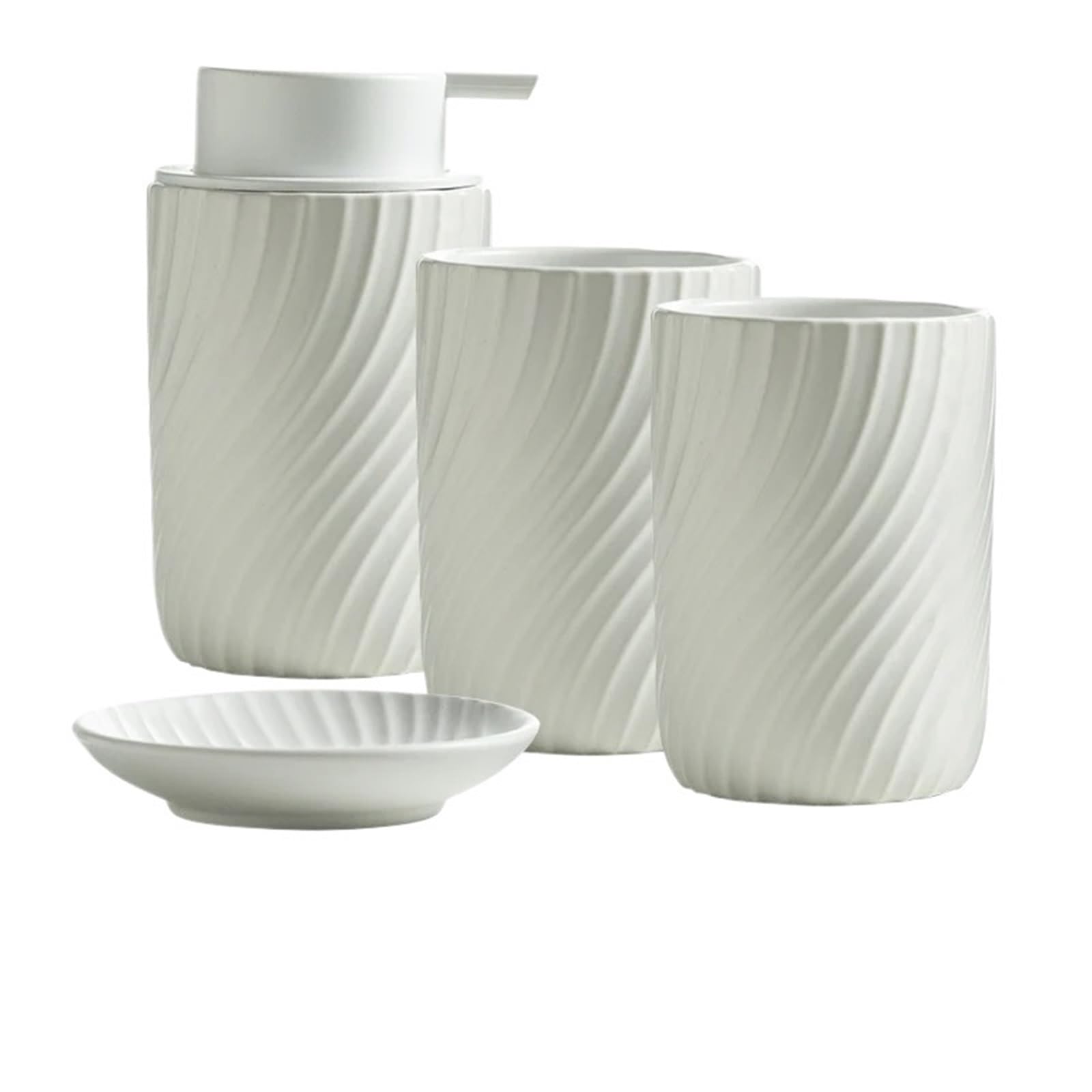 Soap Dish Set Ceramic Bathroom Toiletries Set 4-piece Lotion Bottle Soap Dish Mouthwash Cup Toothbrush Toilet Sets(Color3 4pcs)