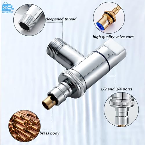 Wasserhahn Waschmaschine WISIRENT, 1/2 und 3/4 Silver Waschmaschine Wasserhahn Wasserhahn Der Waschmaschine, Wandmontage Waschmaschinenhahn Eckventil Waschmaschine für Wasserhahn Ventil