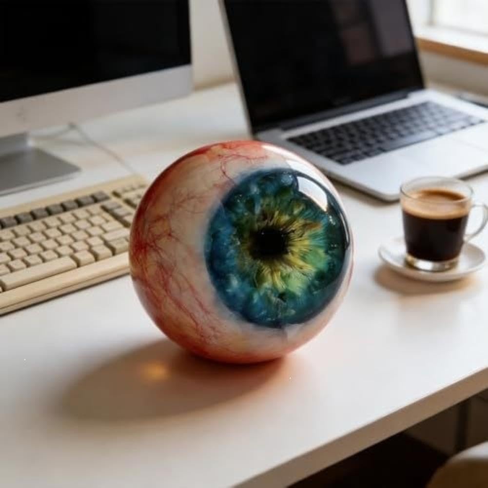Hyper-Realistic Monster Eye Decor, Scary Realistic Eyeball Ornament, Dark Fantasy Artwork for Desk Bookshelf, Eerie Illusion, Unique Gothic Gift for Horror Fans (Blue) — view 8