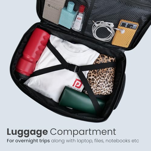 Image of Portronics Elements U 2-in-1 Laptop Backpack & Luggage Bag with Spacious Compartments, for Laptops up to 15.6 Inches, Water-Resistant Fabric, Convertible Design, Secure Buckle, Unisex, Dark Grey