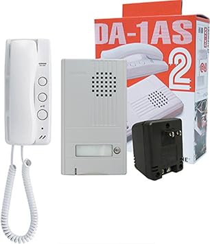 Aiphone DA-1AS 1-Call Audio Entrance Box Set with Handset Tenant Station; Set Includes DA-1DS Entrance Station, DA-1MD Tenant Station, and PT-1211C Power Supply; Backlit Directory