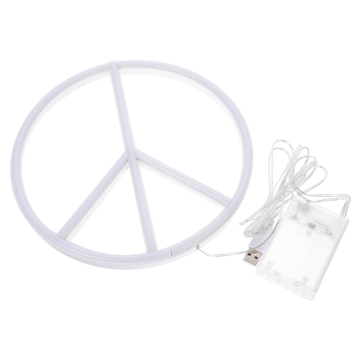 Image of OSALADI Neon Peace Sign Led Light 8.66 Inch Battery Operated USB Powered Night Lamp Light up Peace Sign for Wall Decor for Bedroom Party Home