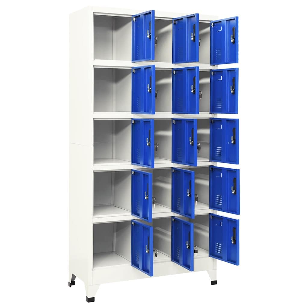 Armoire à casiers verrouillables avec 6 compartiments en acier, 90 x 40 x 180 cm, gris et bleu, pour vestiaire avec tringle à vêtements et porte-nom