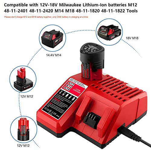 Replacement Rapid Battery Charger For Milwaukee M12 M18 Xc Lithium Ion Battery 48-59-1812 48-11-2420 48-11-1815 48-11-1840 48-11-1841 48-11-1850 Power Tools Batteries #TOP1
