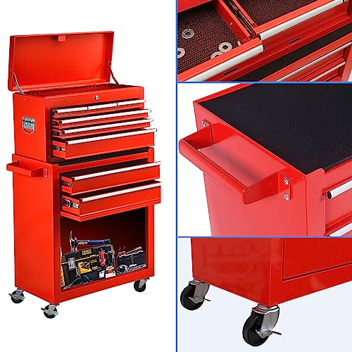 ZORZA Werkstattwagen 9 Fächer, Schubladenschrank Werkstatt, Zentral Abschließbar, Werkzeugwagen Leer, Werkzeugschrank mit Schubladen, Werkzeugschränke für schwere Werkzeuge und Geräte – Bild 7