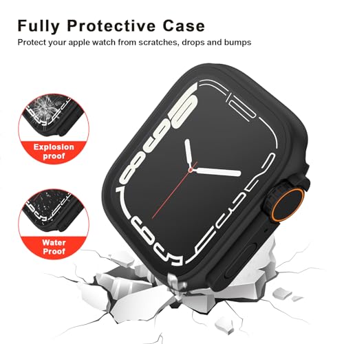 Image of Tobfit 2 Pack Tough PC Case for Apple Watch Series 9 /8 /7 45mm Change to Ultra 49mm Cover[Looks Like Ultra], Apple Watch Case with Screen Protector for iWatch Series 9, 8 and 7 (45mm)