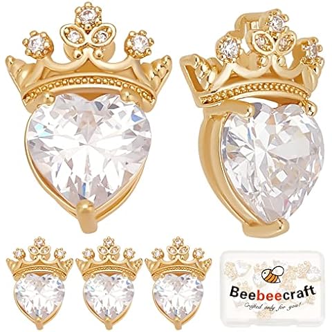 Beebeecraft 8Pcs Gold Plated Heart Charms Cover