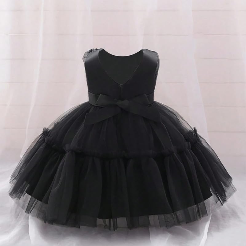 Image of Niren Enterprise Buggu Net Flared Ruffle Pattern Sleeveless Baby Girl's Knee Length Frock
