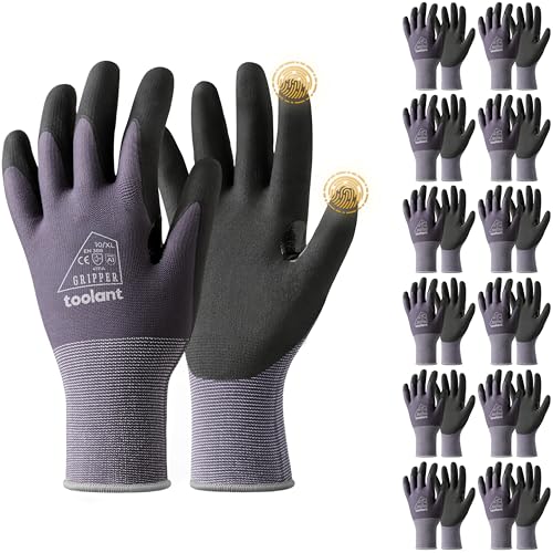 toolant Work Gloves MicroFoam Nitrile Coated, Breathable Nylon Safety Gloves with Stretchy Fit, Firm...