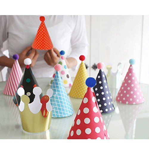 Lovely Mini Paper Cone Birthday Party Hats For Children ，Fun Party Hats Set For Kids Birthday New Year, Hats Set Of 9 Hats And 2 Crowns #TOP5