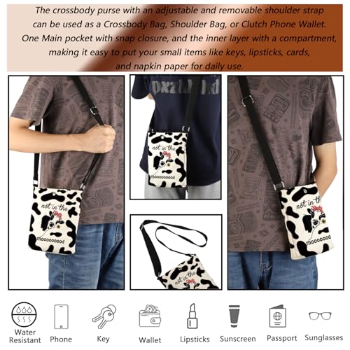 MBMSO Cow Print Crossbody Bag Not in the Mood Funny Cow Gifts for Cow Lovers Cow Sling Purse Black and White Cow Pattern Bag2