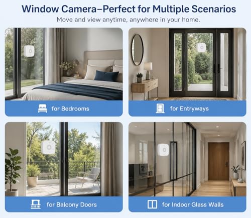 Image of SOIADV 2K Wireless Window Camera,No-Drill Install,2.4GHz & 5GHz WiFi Indoor Cameras for Home Security,AI Human & Vehicle Detection, 6s Pre-Roll, Battery Powered,4MP Color Night Vision,SD /Cloud