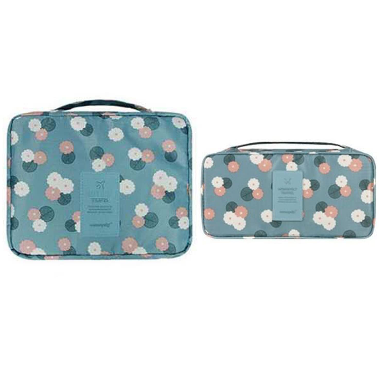 Favria Women's Bra Panty Undergarments Storage Organizer (Blue Flower)-Pack of 2