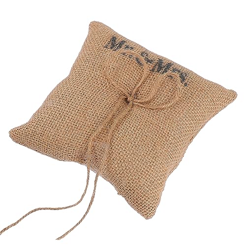 Amosfun 1Pc Elegant Ring Bearer Pillow with Bows Wedding Ring Cushion for Ceremony and Engagement Lightweight and Portable Decor for Bridal Events