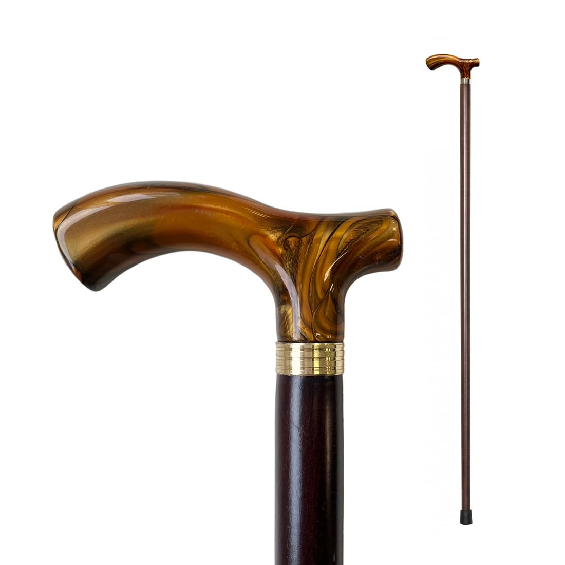 Flexor - Canne de Marche élégante | Poignée Ergonomique méthacrylate Grise | Résistante et légère | Artisanat Bois Durable | Confort Quotidien, Brun, Bois