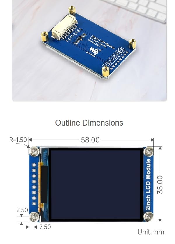 Image of 2inch LCD Display Module Compatible with Raspberry Pi 5 /4B /3B /Pi3B / Pi Zero 2W /Zero W /Pi Zero 2W / Zero 2WH, IPS Screen 240x320 Resolution, 262K Display Color,ST7789VW Driver Chip SPI Interface