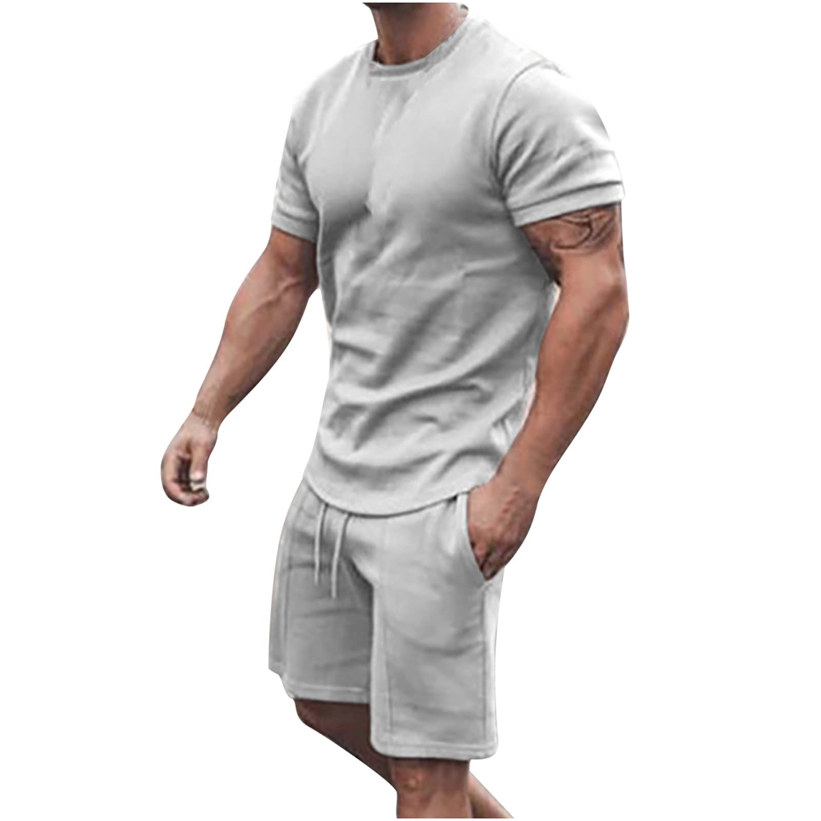 Generic 2024 Conjunto de chándal para Hombre Traje de Verano para Hombre chándal para el Tiempo Libre Camiseta + Pantalones Cortos chándal para Hombre Traje de Ocio con Deportivos Transpirable Color sólido