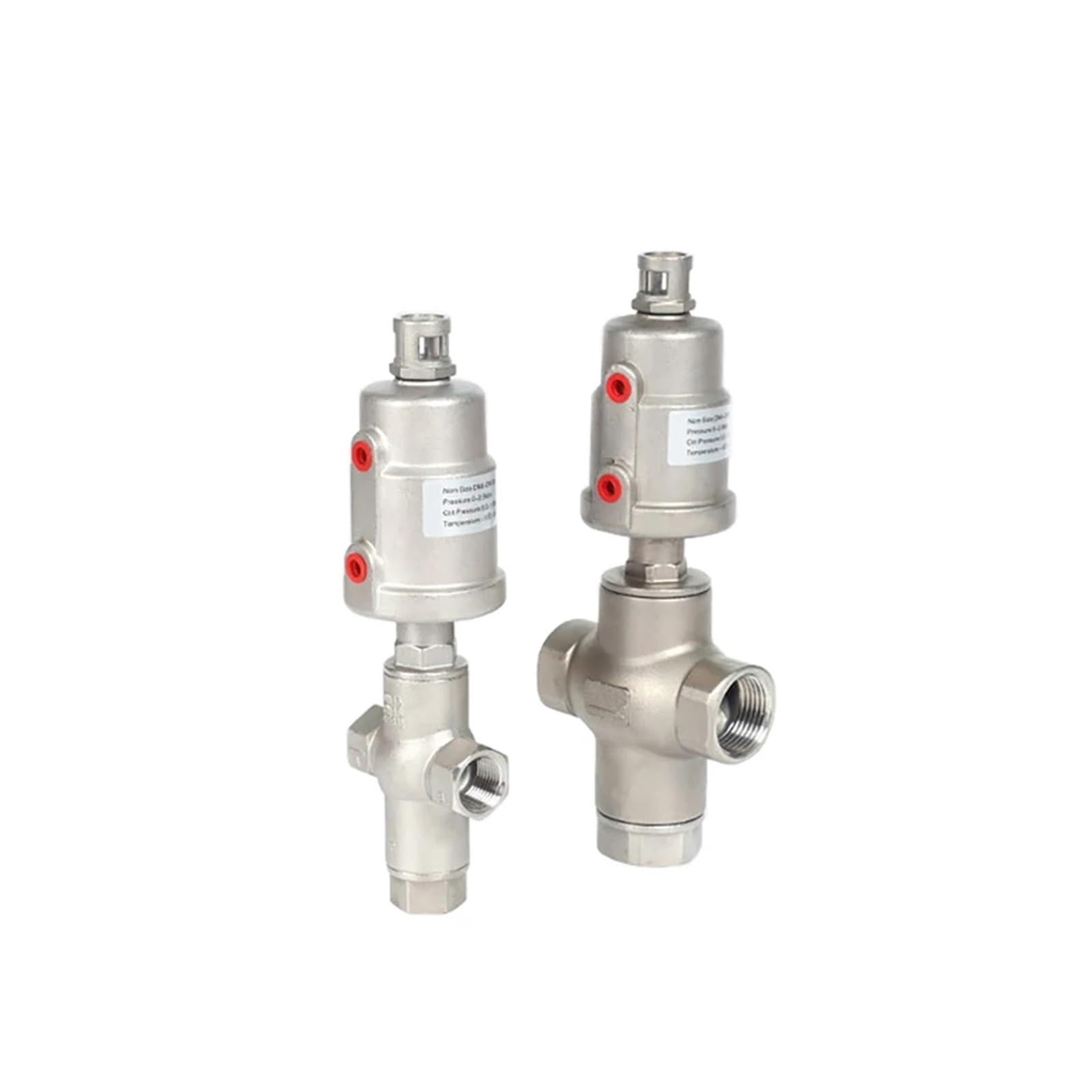 RCGKNNMUZ 1pcs Steam Pneumatic Three-Way Angle Seat Valve Stainless Steel Female Thread Double Acting/Single Acting(Single Acting,46024)