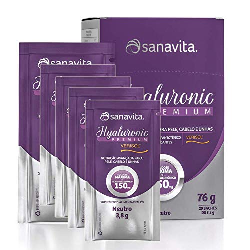 Kit 5 Hyaluronic Premium Ácido Hialurônico + Verisol Sanavita 20 Sachês Neutro