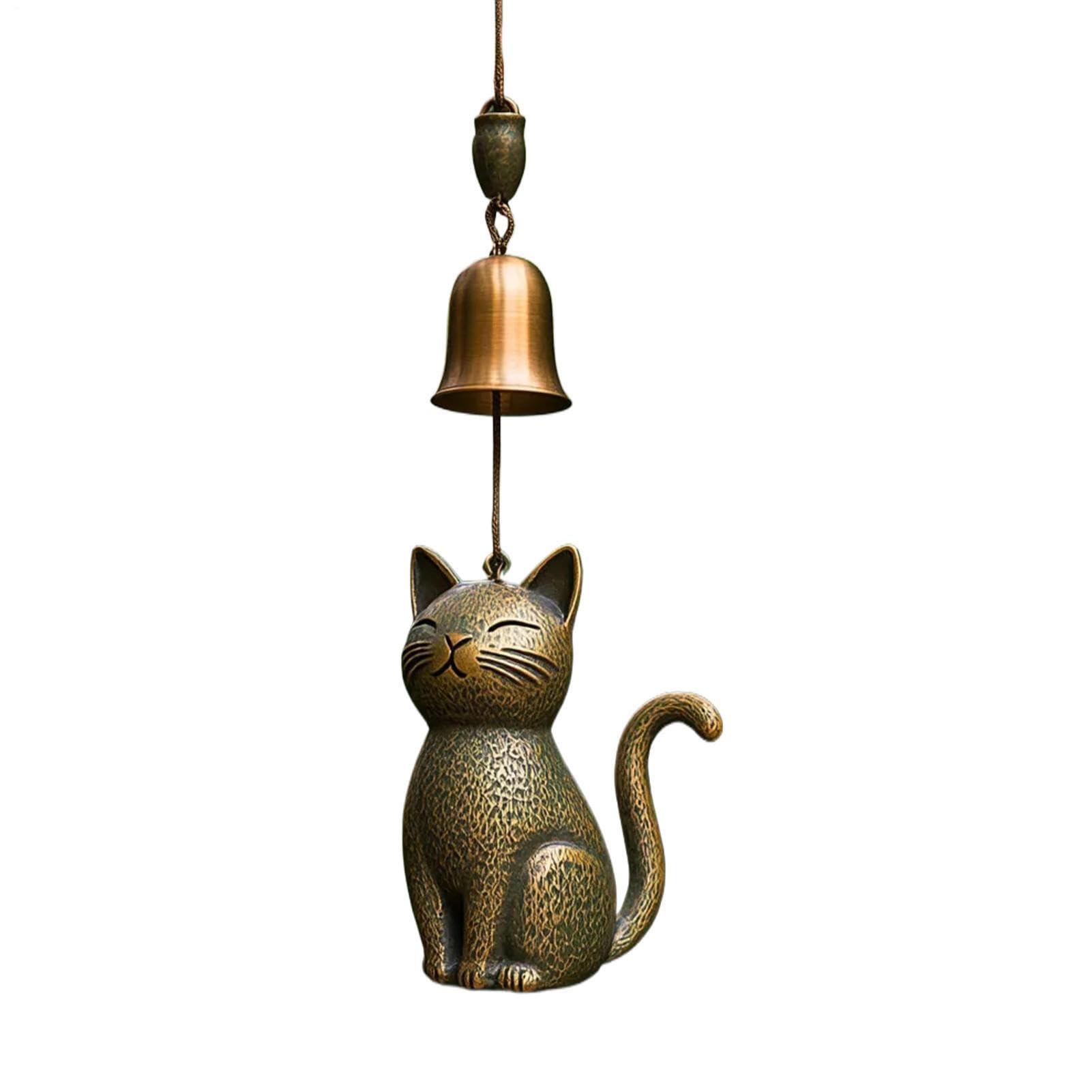 Cat Wind Chime,Elegant Exquisite Animals Statue Outside Bells - Garden Cat Wind Chime Pendant,for Balcony Home Lawn Grassland Porch