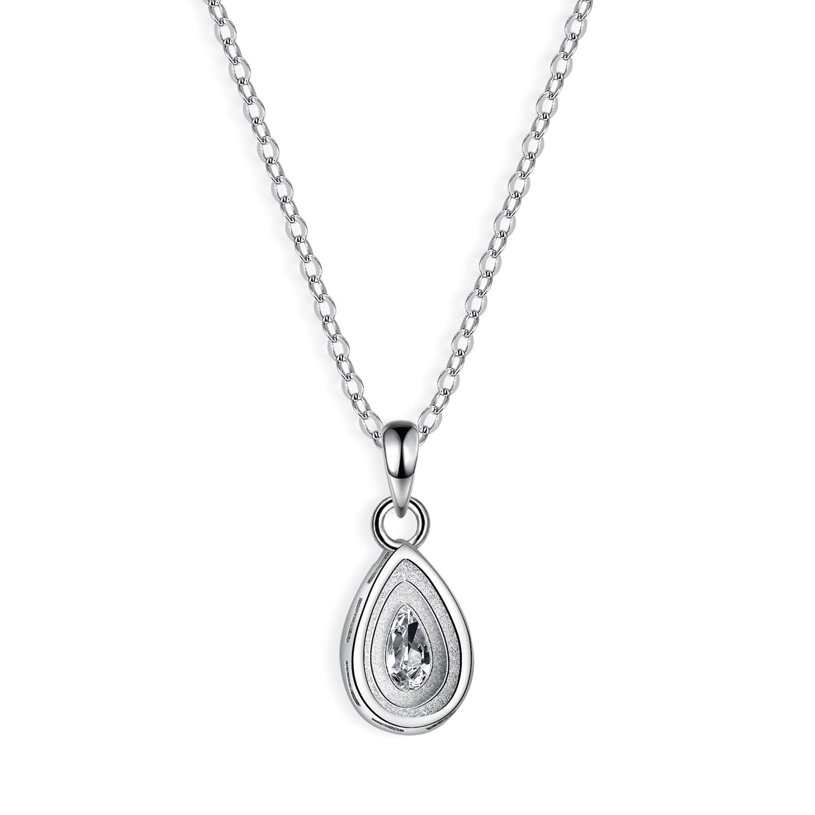 Naszyjnik damski, damski naszyjnik z zawieszką w kształcie kropli z aureolą moissanitu 1 ct/2 ct, 40 + 5 cm