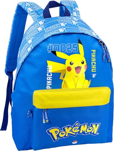 Clondo Sac à Dos Avec Grande Poche, pour Pokemon Fan, Cartable Scolaire Garcon et Fille, pour l'école et les loisirs, 41 cm, 24L, Bretelles Renforcées, Bleu