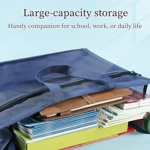 Image of OhMill Large Art Portfolio Case 18 x 12 Inch Portfolio Bag Nylon Mesh Art Bags Artwork Storage Case with Handle and Zipper