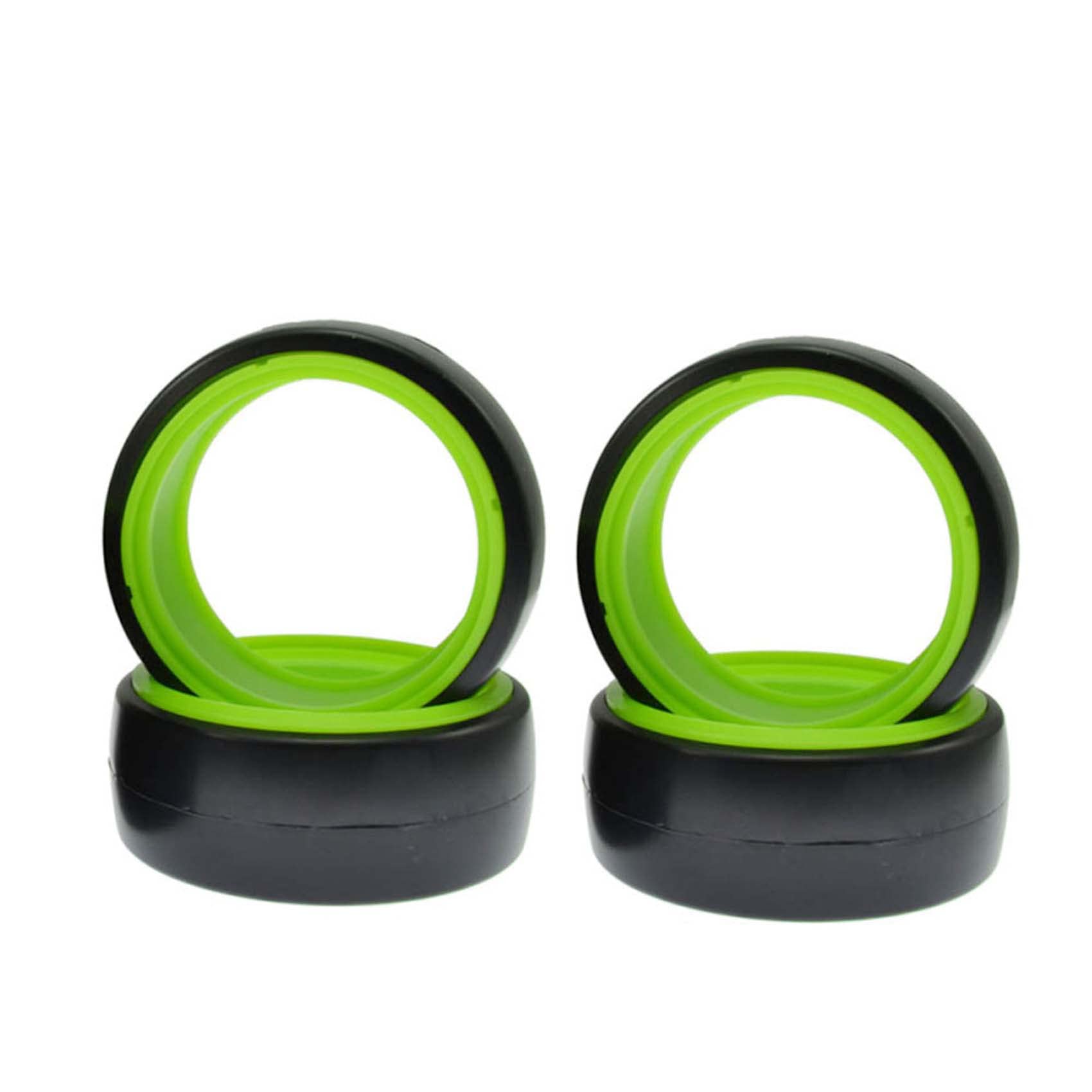 KEEDA 1/10 RC Drift Car Tires Hard Plastic Tyre for 1/10 Tamiya HSP HPI Kyosho Racing Drifting Model Car (Smooth Green)