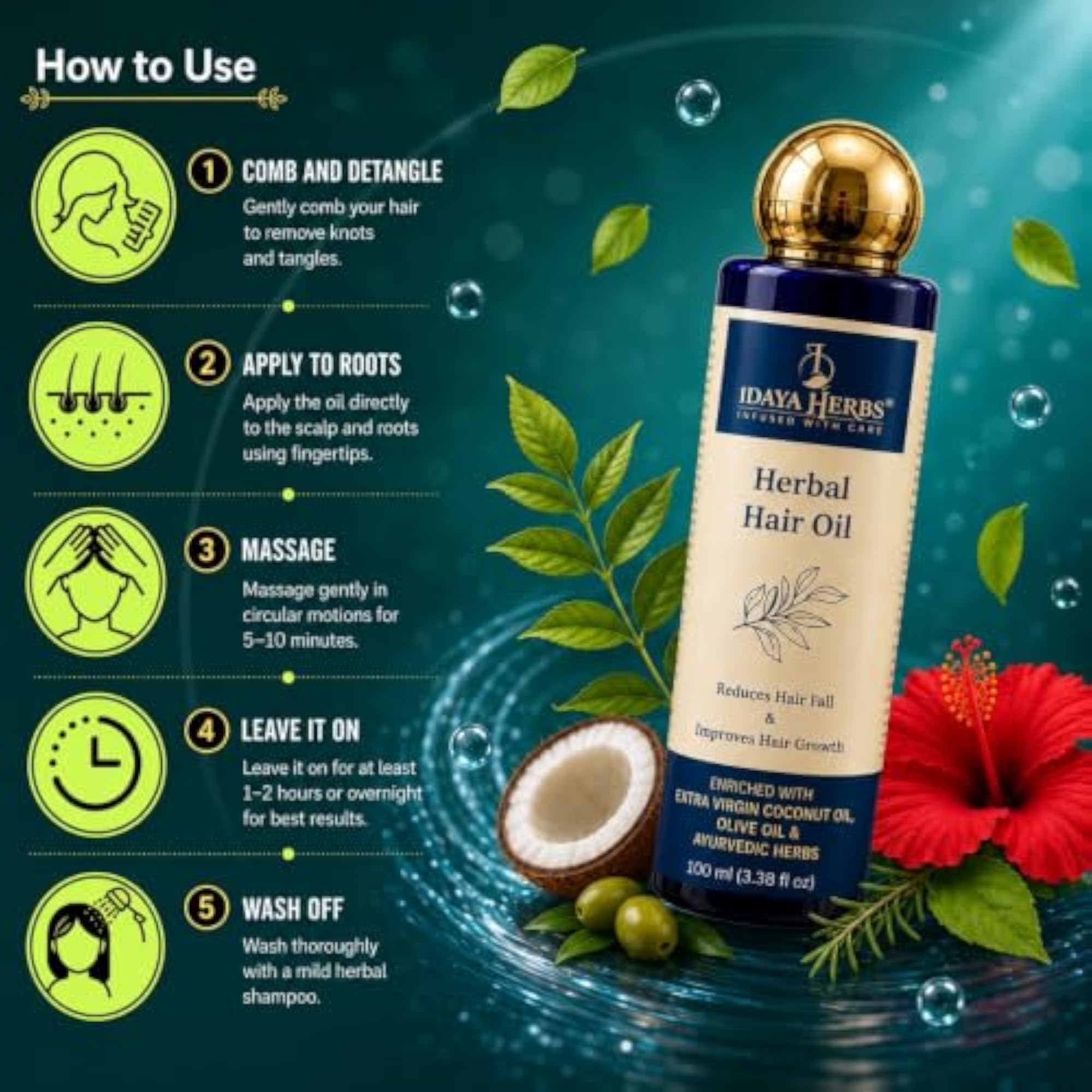 Herbal Hair Oil with Coconut & Olive, 100ml Pack of 4